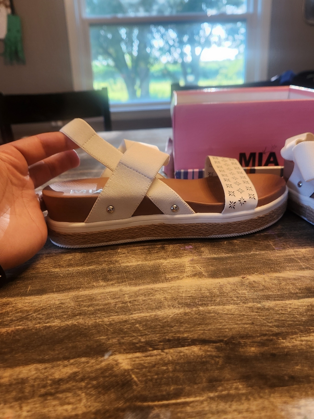 MIA  Kids White Elastic Crossover Platform Sandal